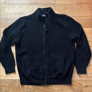 Denver Hayes Black Full-Zip Knit Sweater